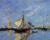 尤金 布丹 : Trouville, the Jettys, High Tide